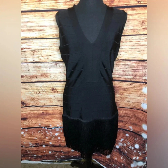 VENUS Black Bandage Fringe dress size 10 - Picture 4 of 14